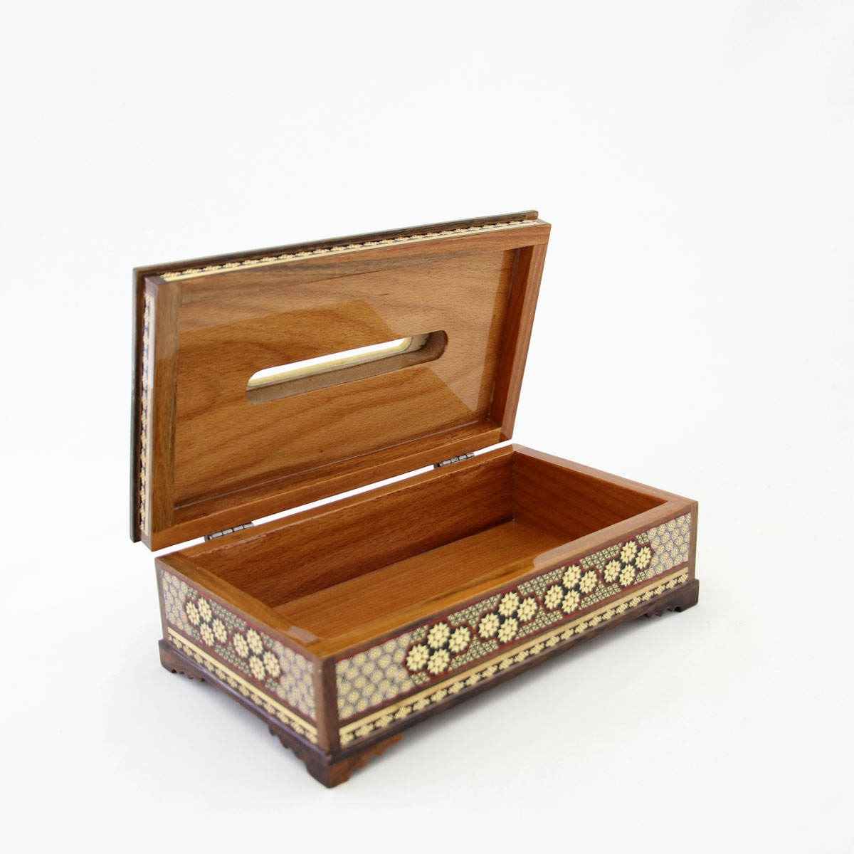 Handgefertigte persische Holz-Taschentuchbox – Khatamkari Shamse