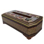 Handgefertigte persische Holz-Taschentuchbox – Khatamkari Shekar