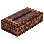 Handgefertigte persische Holz-Taschentuchbox – Khatamkari Tazhib