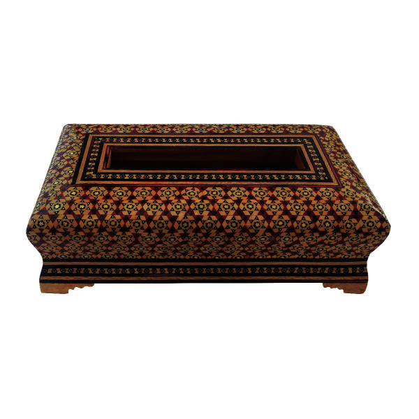 Handgefertigte persische Holz-Taschentuchbox – Khatamkari Vira
