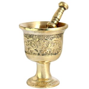 Messingmörser & Stößel mit traditionellem persischem Blumenmuster Arash