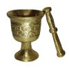 Messingmörser & Stößel mit traditionellem persischem Blumenmuster Arashi