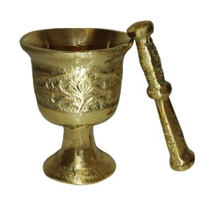 Messingmörser & Stößel mit traditionellem persischem Blumenmuster Arashi