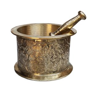 Messingmörser & Stößel mit traditionellem persischem Blumenmuster Arshi