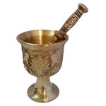 Messingmörser & Stößel mit traditionellem persischem Blumenmuster Hekmat