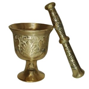 Messingmörser & Stößel mit traditionellem persischem Blumenmuster Mahtab