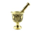 Messingmörser & Stößel mit traditionellem persischem Blumenmuster Parmoon