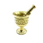 Messingmörser & Stößel mit traditionellem persischem Blumenmuster Sahra