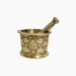 Messingmörser & Stößel mit traditionellem persischem Blumenmuster Taban