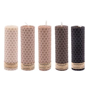 Set von 5 Bienenwachssäulenkerzen Modell Bunt III (2x)