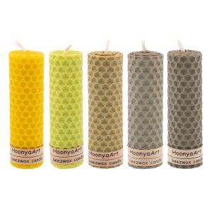 Set von 5 Bienenwachssäulenkerzen Modell Bunt II (2x)