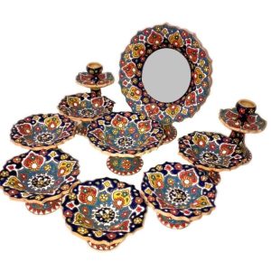 Elegantes Töpfer Haft-sin Minakari Set für Nowruz Persisches Neujahr