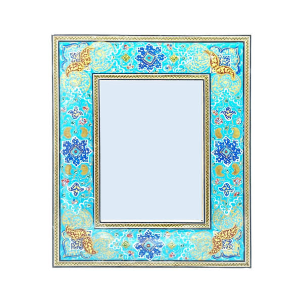 Persischer Holzspiegelrahmen – Khatamkari Modell Blau