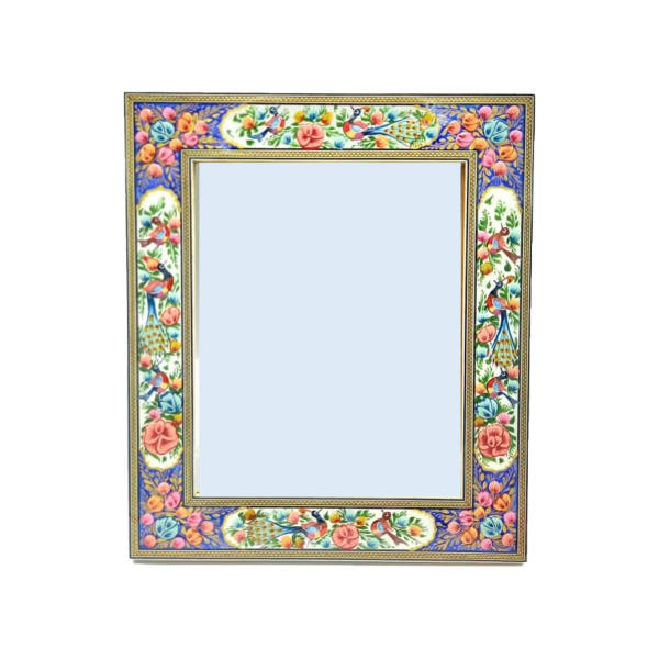 Persischer Holzspiegelrahmen – Khatamkari Blumen-Design