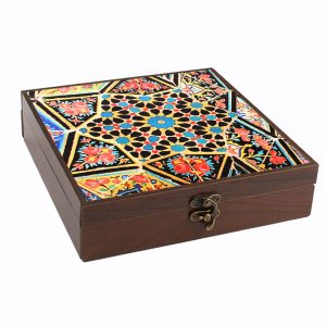 Persische Holz-Teebeutel-Organizer-Box mit Fächern Gohari