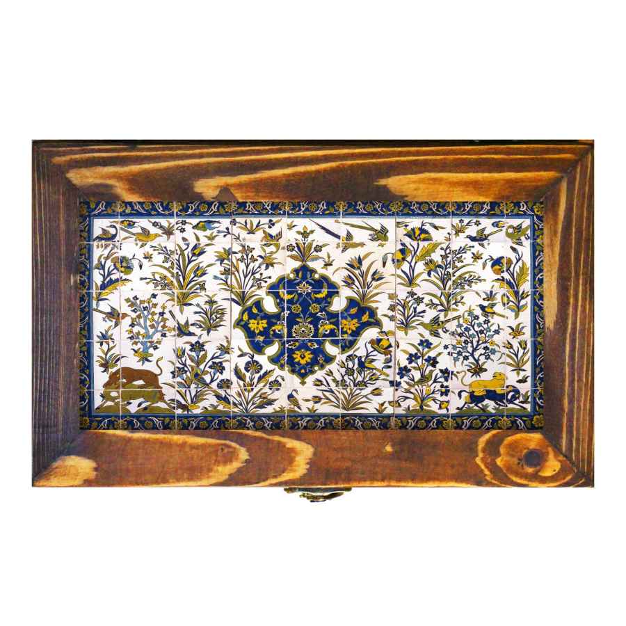 Persische Holz-Aufbewahrungsbox mit Fächern für Teebeutel und Nüsse Kashi Kari