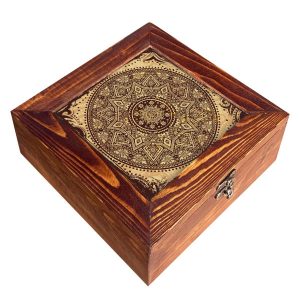 Persischer Holz-Organizer mit Fächern für Teebeutel und Nüsse Mandala