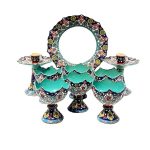 Elegantes Töpfer Haft-sin Minakari Set für Nowruz Persisches Neujahr Türkis