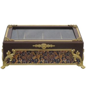 Holz-Teebeutel-Organizer-Box mit Fächern Goldenes Design
