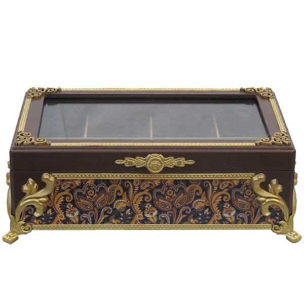 Holz-Teebeutelkästchen mit Fächern Goldenes Design