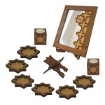 Holz Haft-Sin Set mit Spiegel für Nowruz persisches Neujahr