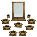 Holz Haft-Sin Set mit Spiegel für Nowruz persisches Neujahr Felora