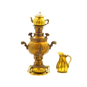 Persischer Messing-Samowar Dekorativer Kohle-Teekocher 1-Liter