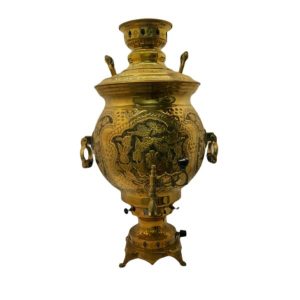 Persischer Messing-Gas-Samowar Traditionelles Design Teekocher Blumenmuster 8-Liter