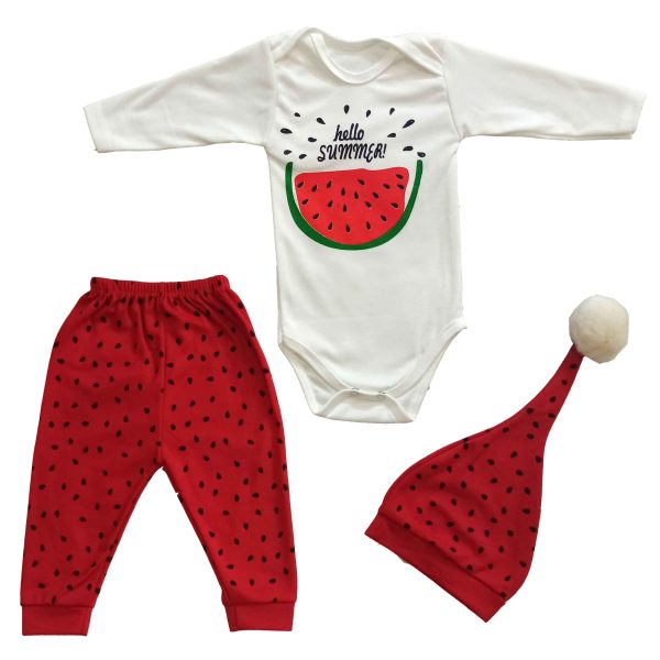 3-teiliges Yalda Baby Bekleidungs Set Modell Happy Rot