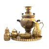 Persischer Samowar aus Messing Dekorativer Kohle-Teekocher mit Blumenmotiven 6-Liter