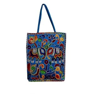 Ethnische Tragetasche mit Baluchi-Stickerei Modell Blau