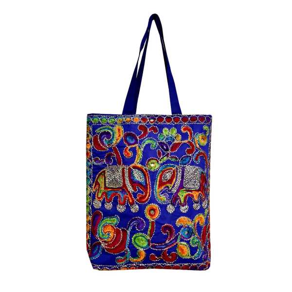 Ethnische Tragetasche mit Baluchi-Stickerei Modell Blau II