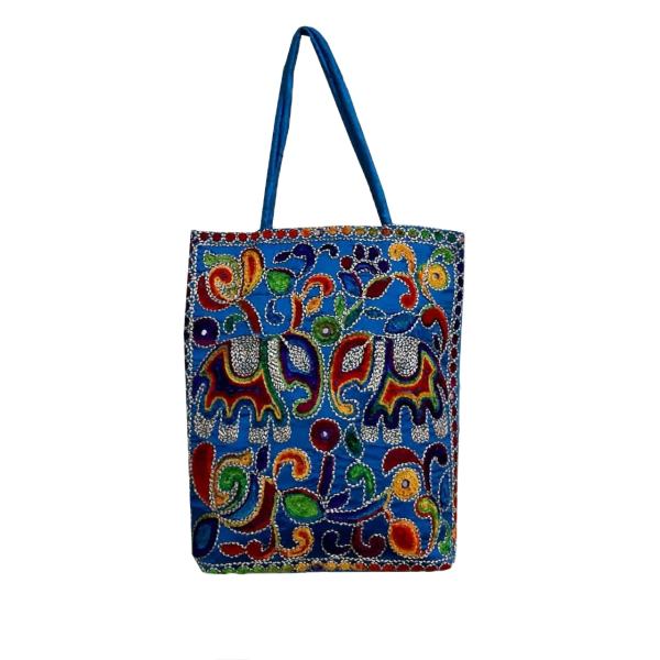 Ethnische Tragetasche mit Baluchi-Stickerei Modell Blau