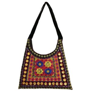 Ethno-Suede Boho Schultertasche bestickt Golzar I