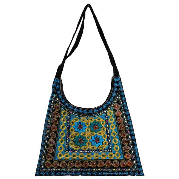 Ethno-Suede Boho Schultertasche bestickt Karimi I