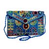Bestickte Ethno-Samt-Clutch-Handtasche mit Baluchi-Design – Blau