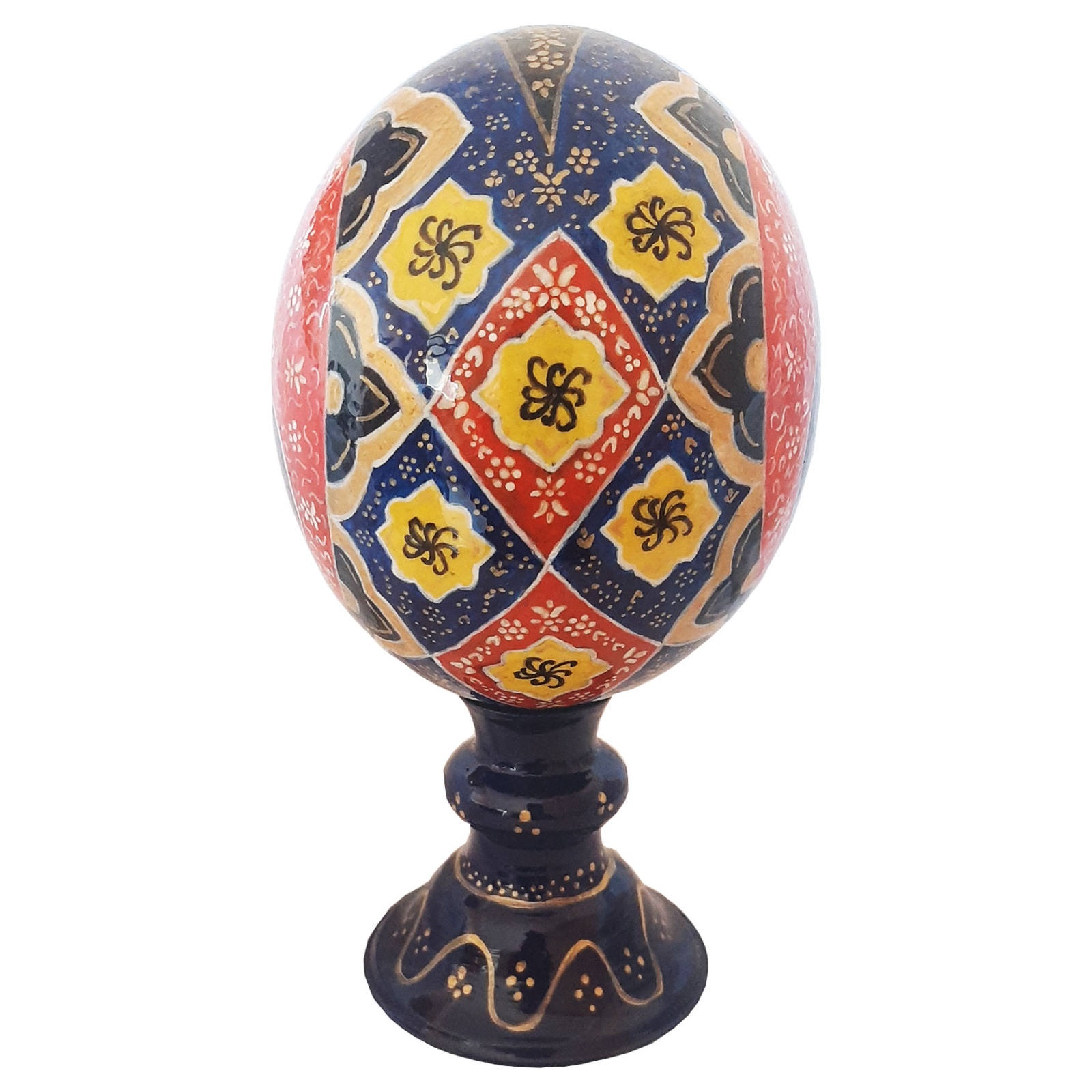 Persische dekorative handgemalte Straußenei-Schale – Rot