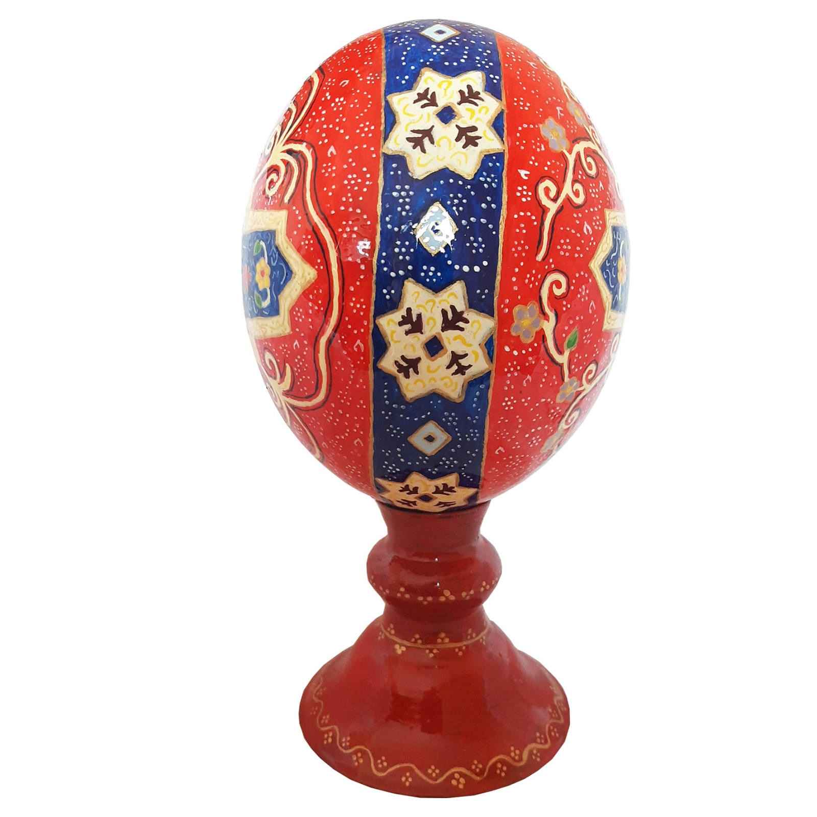 Persische dekorative handgemalte Straußenei-Schale – Rot