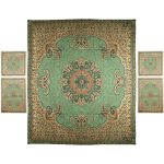 Persisches Bettüberwurf-Set – Orientalischer Stil, Doppelgröße mit Termeh-Stoff – Green Negin