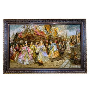 Handgeknüpfter persischer Bildteppich aus Tabriz, der Napoleons Schiff darstellt