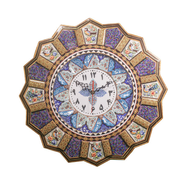 Handgefertigte persische Holz-Wanduhr - Khatam-Marketerie-Kunst, Bita