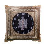 Handgefertigte persische Holz-Wanduhr – Khatam-Marketerie-Kunst, Schwarz