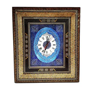 Handgefertigte persische Holz-Wanduhr – Khatam-Marketerie-Kunst, Delban