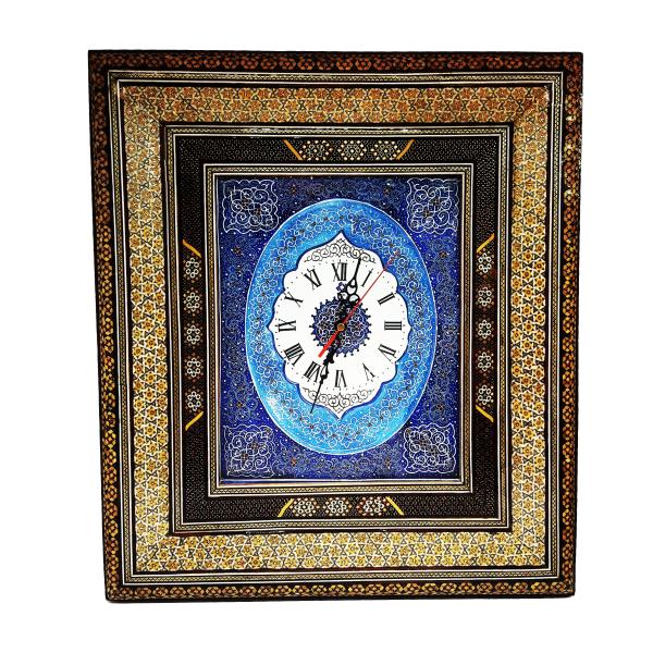 Handgefertigte persische Holz-Wanduhr - Khatam-Marketerie-Kunst, Delban