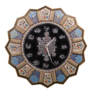 Handgefertigte persische Holz-Wanduhr – Khatam-Marketerie-Kunst, Golnaz