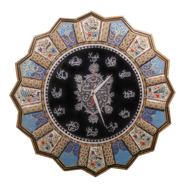Handgefertigte persische Holz-Wanduhr - Khatam-Marketerie-Kunst, Golnaz