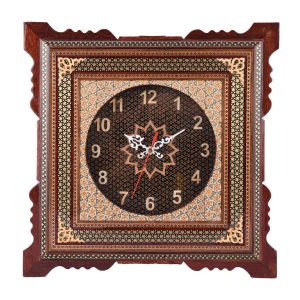 Handgefertigte persische Holz-Wanduhr – Khatam-Marketerie-Kunst, Hivana