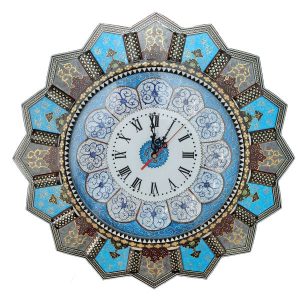 Handgefertigte persische Holz-Wanduhr – Khatam-Marketerie-Kunst, Khorshidi II