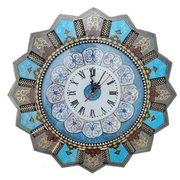 Handgefertigte persische Holz-Wanduhr - Khatam-Marketerie-Kunst, Khorshidi II