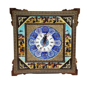 Handgefertigte persische Holz-Wanduhr – Khatam-Marketerie-Kunst, Mahsan